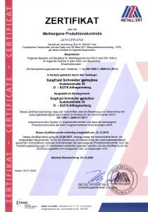 Zertifikat EN 1090 Metall-Zert